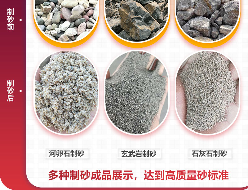 不同種類(lèi)機(jī)制砂成品